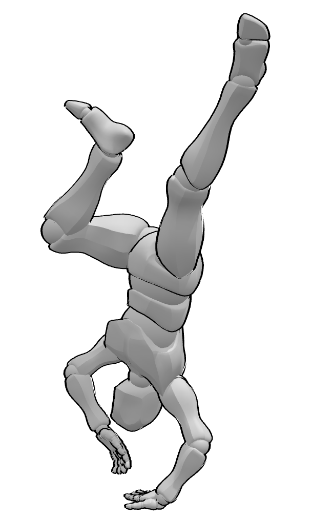 3D-Modell inmitten einer Handstand-Animation
