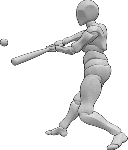 Posen-Referenz- Schlagende Baseball-Pose - Männlicher Baseballspieler steht und schlägt den Ball
