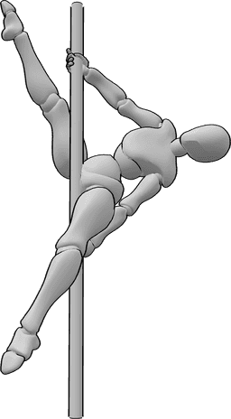 Riferimento alle pose- Danzare la spaccata di rotazione - Ballerina che gira sul palo mentre fa una spaccata