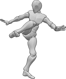 Posen-Referenz- Niedrige Seitenkick-Pose - Männliche Capoeira tiefe Seitenkick-Pose mit dem rechten Fuß