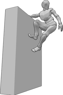 Posen-Referenz- Anlehnungshaltung an der Wand - Das Männchen lehnt hoch oben an der Wand und will springen.