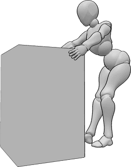 Riferimento alle pose- Posa di oggetti di grandi dimensioni - La donna si piega leggermente e tira all'indietro un oggetto di grandi dimensioni.