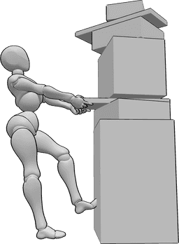 Riferimento alle pose- Posa femminile di estrazione - Una donna sta cercando di estrarre un oggetto tra gli altri.