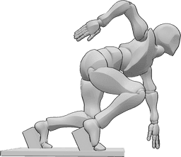 Référence des poses- Pose d'un sprinter athlétique de sexe masculin - Pose de sprinter professionnel masculin, pose de course rapide masculine athlétique