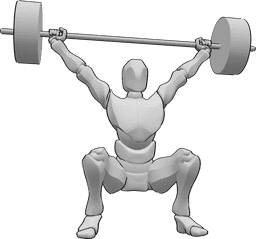 Riferimento alle pose- Posa maschile di powerlifting - L'uomo si esercita nel powerlifting, posa professionale di sollevamento pesi pesanti