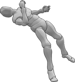 Riferimento alle pose- Posa del pugno maschile in caduta - Uomo che cade da una posa di pugno
