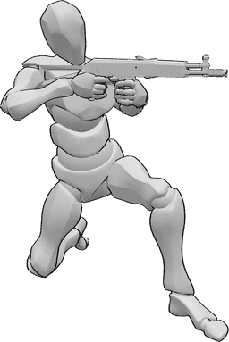 Riferimento alle pose- Posa della pistola maschile - L'uomo tiene in mano una pistola