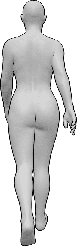 Referencia de poses- Postura femenina para caminar - Mujer caminando, mirando al frente, mujer de espaldas dibujo de referencia