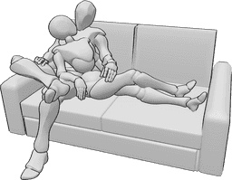 Riferimento alle pose- uomo e donna che si coccolano - uomo e donna che si coccolano sul divano
