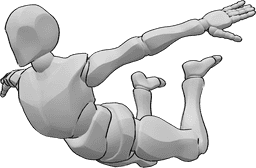 Referencia de poses- Postura de vuelo masculina - Hombre saltó desde una altura y ahora está volando pose