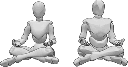 Référence des poses- Femme homme en train de méditer - Femme et homme méditant ensemble pose