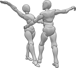 Referencia de poses- Dúo de bailarines posan - Mujer y hombre bailando juntos posan