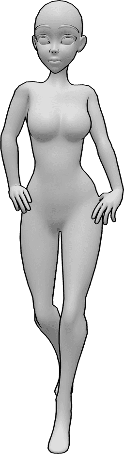 Referência de poses- Pose de mulher confiante a caminhar - Mulher confiante em pose de marcha