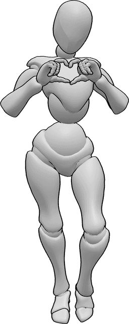 Referencia de poses- Postura de corazón femenina - Mujer forma un corazón con las manos posa