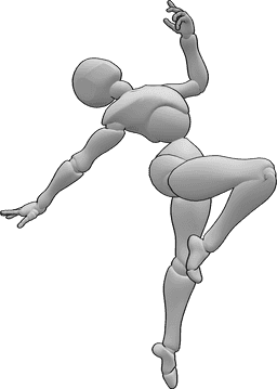 Referência de poses- Pose de salto acrobático estético - Pose estética de salto acrobático no ar