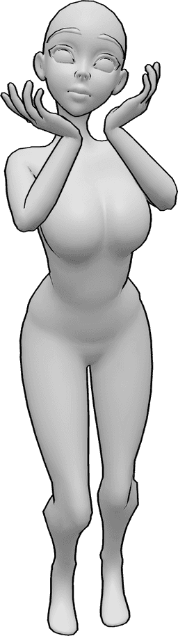 Posen-Referenz- Niedliche Anime-Pose - Niedliche anime weibliche Pose