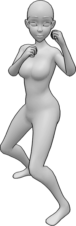 Posen-Referenz- Anime weiblichen Kampf Pose - Anime weiblich ist bereit zu kämpfen Pose