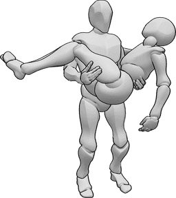 Referência de poses- Homem carreis mulher - A figura masculina carrega uma figura feminina