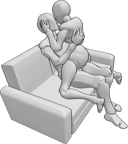 Posen-Referenz- Frau sitzt auf Mann - Frau sitzt auf Mann
