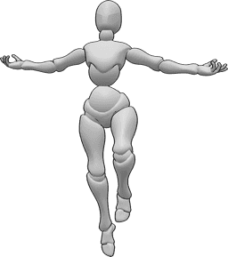 Référence des poses- Femme héroïque posant en position debout - L'héroïne féminine s'élève vers le ciel pose