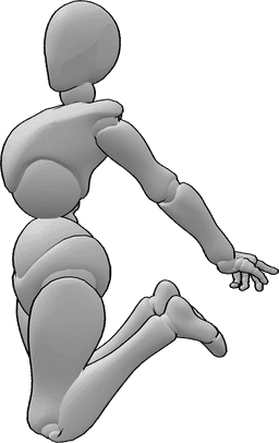 Referencia de poses- Postura de salto acrobático femenino - Postura acrobática femenina de salto en el aire