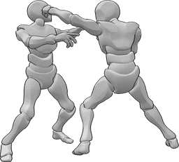 Posen-Referenz- Kopfschlag-Pose - Männer kämpfen, einer schlägt dem anderen auf den Kopf Pose