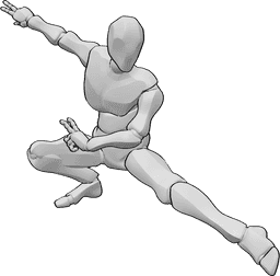 Referência de poses- Homem em pose de combate - Homem pronto a lutar pose de kung fu