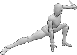Referencia de poses- Pose de daga femenina - Mujer con daga, pose de acción