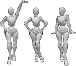 Posen-Referenz- Drei Frauen in stehender Pose - Drei weibliche Personen stehen und posieren wie Models