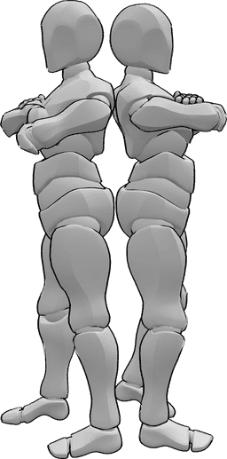 Referencia de poses- Dos hombres de pie posan - Dos hombres posan de pie con los brazos cruzados