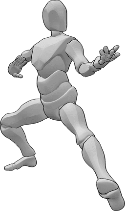 Referencia de poses- Postura masculina de combate de kárate - Postura masculina de karate, invitando a la lucha