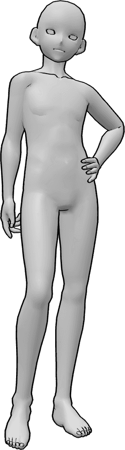 Riferimento alle pose- Uomo sicuro di sé in posa eretta - Uomo anime sicuro di sé in posizione eretta e disinvolta