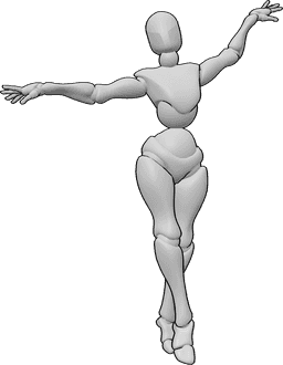 Referência de poses- Pose de dança de uma bailarina - Bailarina a dançar em pose estética