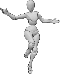 Référence des poses- Femme enjouée en train de sauter - Femme heureuse et joyeuse, pose de saut
