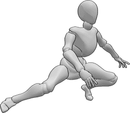 Referencia de poses- Postura agachada dinámica femenina - Postura agachada dinámica femenina