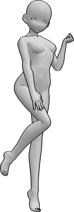 Referencia de poses- Anime femenino coqueteando pose - Postura de flirteo de mujer anime segura de sí misma
