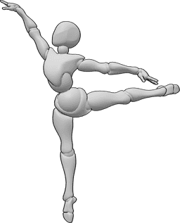 Référence des poses- Pose dynamique de saut de ballet - Femme dynamique dansant le ballet, pose de saut