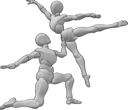 Referencia de poses- Postura de ballet - Mujer y hombre bailan ballet, el hombre levanta a la mujer