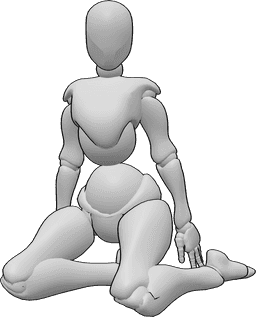 Referencia de poses- Postura femenina coqueta - La mujer está arrodillada y coqueteando