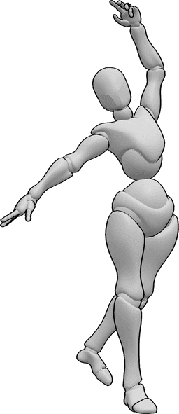 Referencia de poses- Postura femenina bailando - Movimiento de danza dinámica femenina, pose gestual