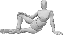 Referência de poses- Pose de modelo masculino deitado - Modelo masculino está deitado e a posar