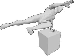 Posen-Referenz- Springen um ein Hindernis - Ein realistisches Modell, das um ein Hindernis herumspringt