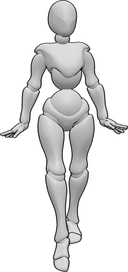 Posen-Referenz- Selbstbewusste hübsche weibliche Pose - Hübsche Frau steht und zeigt ihre Beine Pose