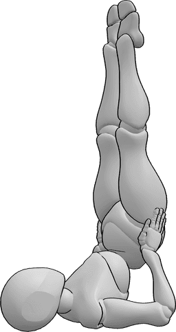Riferimento alle pose- Posizione di sollevamento di entrambe le gambe - Donna che fa yoga, sollevando entrambe le gambe in aria, posa delle gambe