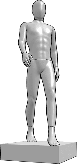 Riferimento alle pose- Posa da manichino ambulante - Manichino maschile in posizione di camminata rilassata