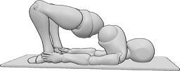 Référence des poses- Pose de yoga avec maintien des chevilles - La femme est allongée sur le tapis de yoga et se tient les chevilles.