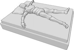 Posen-Referenz- Männliche schlafende Rückenpose - Das Männchen liegt auf dem Rücken und schläft im Bett