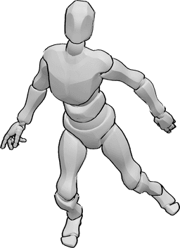 Référence des poses- Pose de danse masculine penchée vers la droite - Pose de danse masculine avec les jambes écartées et penchées vers la droite