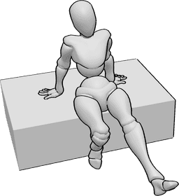 Referência de poses- Pernas de baloiço femininas - A mulher senta-se numa pose gira, balança as pernas