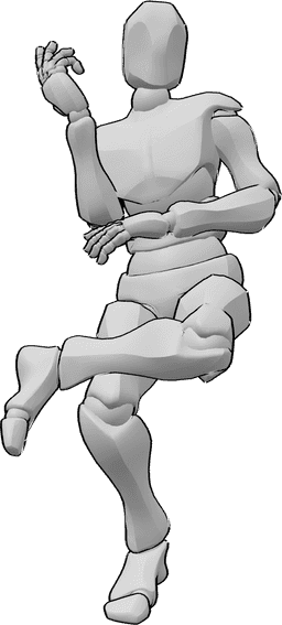 Referencia de poses- Postura de pierna final de breakdance - Coreografía masculina de breakdance pose final con las piernas cruzadas